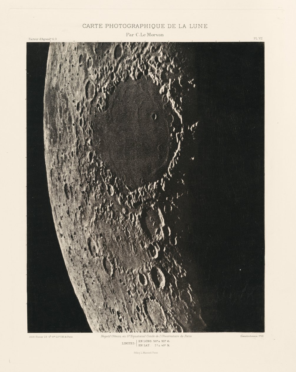 Carte photographique de la lune, planche VII (Fotografisk kort over månen, planche VII),23. februar af Charles le Morvan