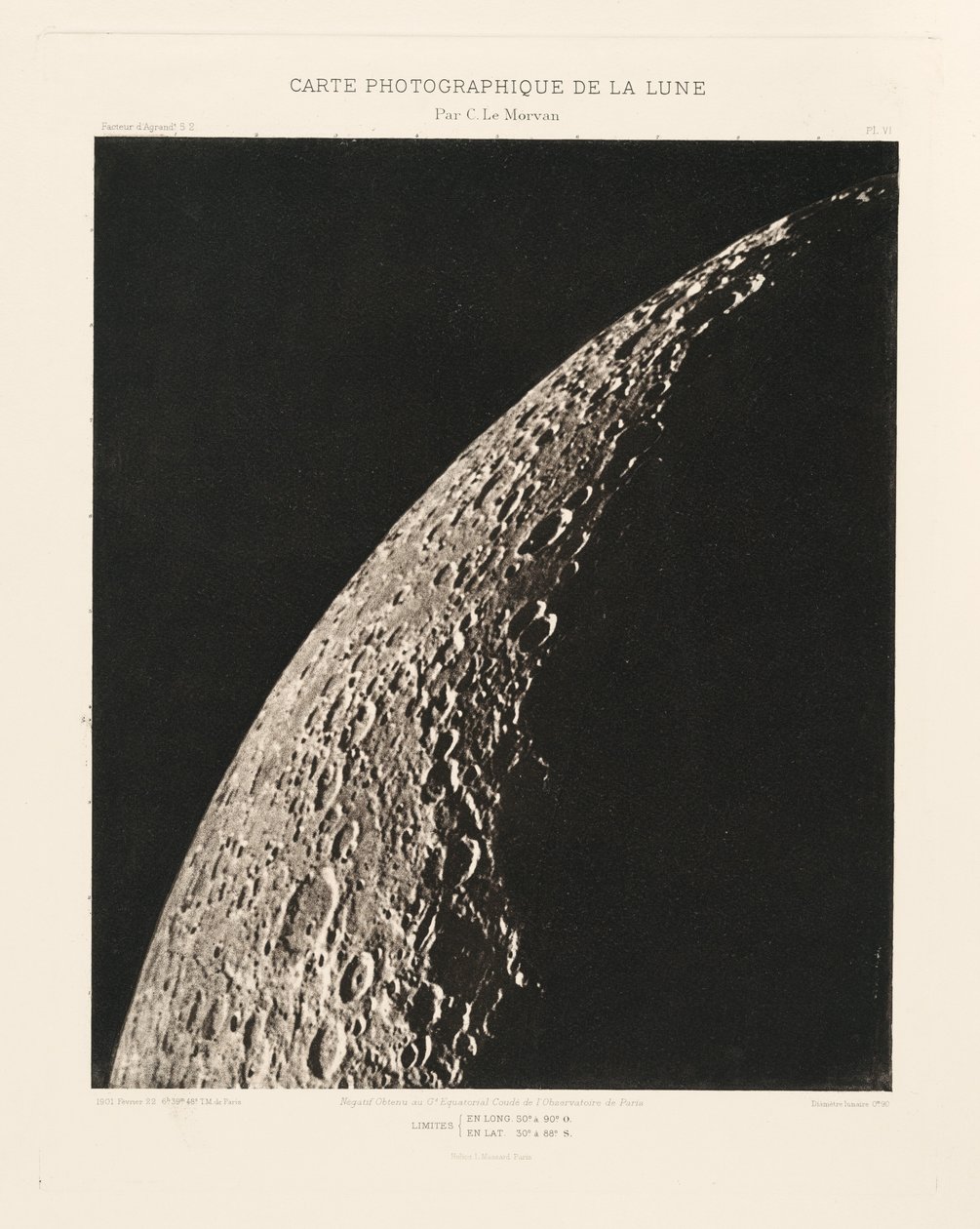 Carte photographique de la lune, planche VI (Fotografisk kort over månen, planche VI),22. februar af Charles le Morvan