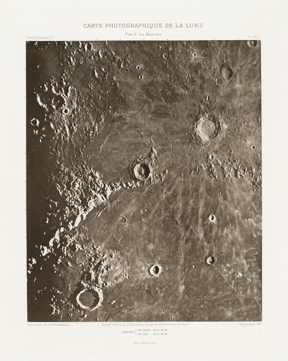 Carte photographique de la lune, planche XIII.A (Fotografisk kort over månen, planche XIII.A),23. oktober af Charles le Morvan