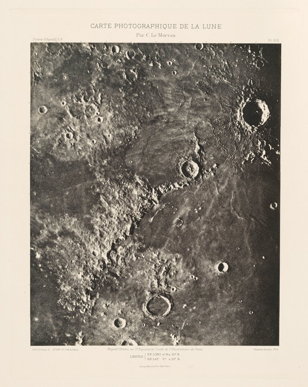 Fotografisk kort over månen, plade XIII, 6. februar af Charles le Morvan