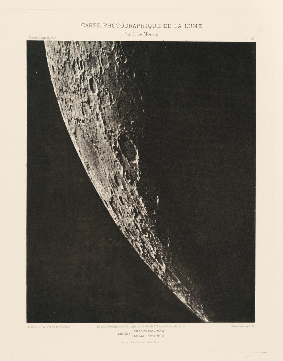 Carte photographique de la lune, planche XII (Fotografisk kort over månen, planche XII),23. februar af Charles le Morvan