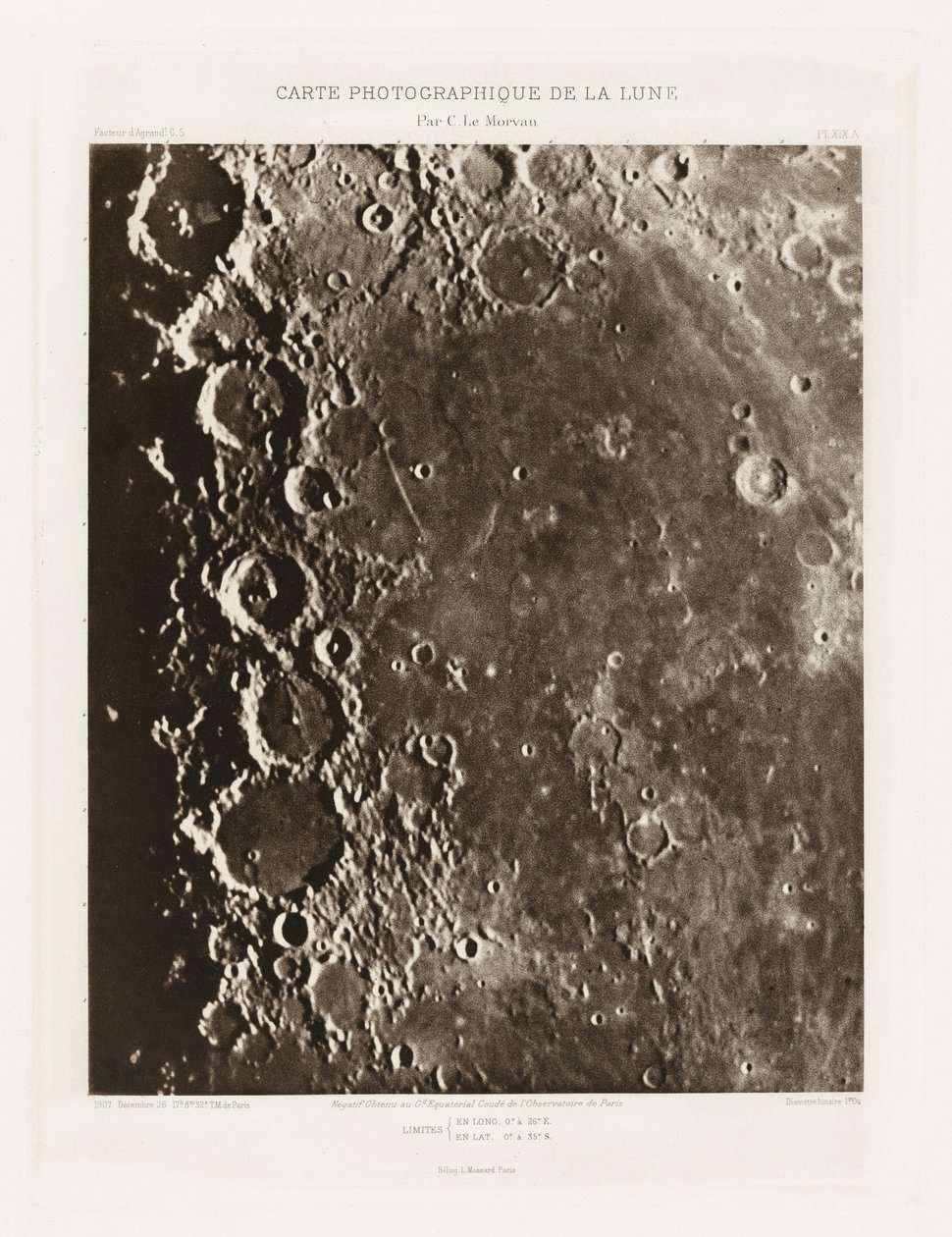 Carte photographique de la lune, planche XIX.A (Fotografisk kort over månen, planche XIX.A),26. december af Charles le Morvan