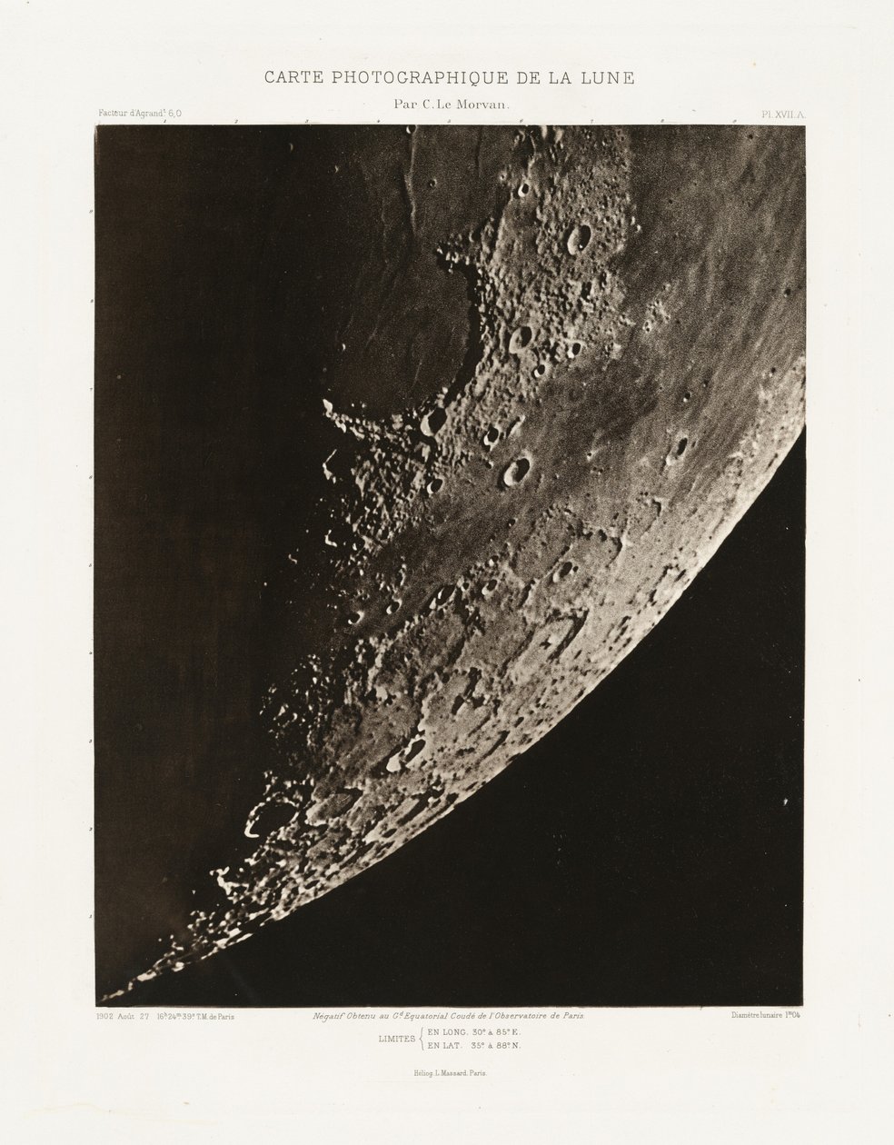 Carte photographique de la lune, planche XVII.A (Fotografisk kort over månen, planche XVII.A),27. august af Charles le Morvan
