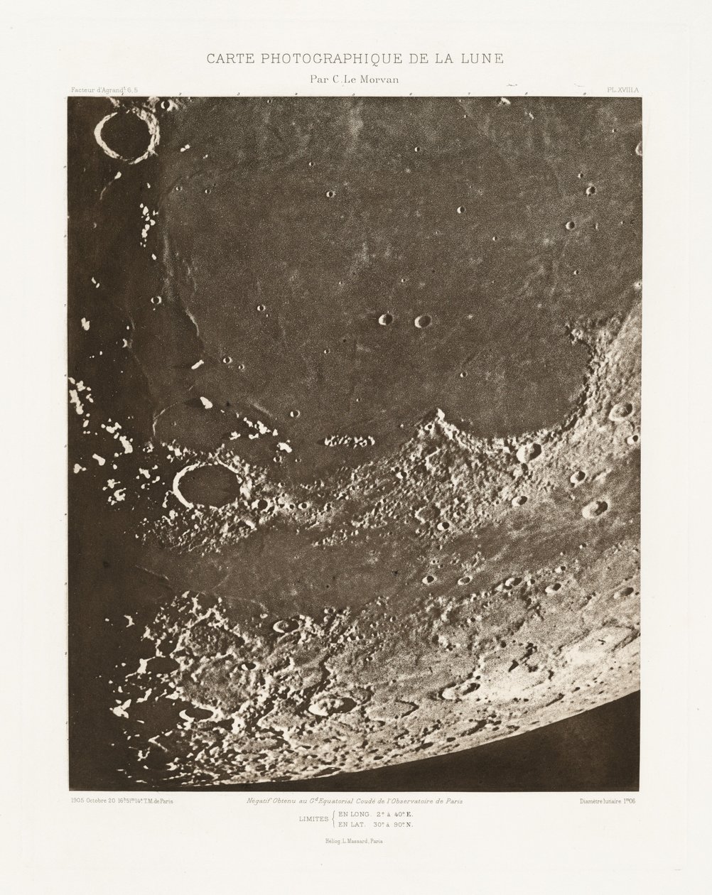 Carte photographique de la lune, planche XVIII.A (Fotografisk kort over månen, planche XVIII.A),20. oktober af Charles le Morvan