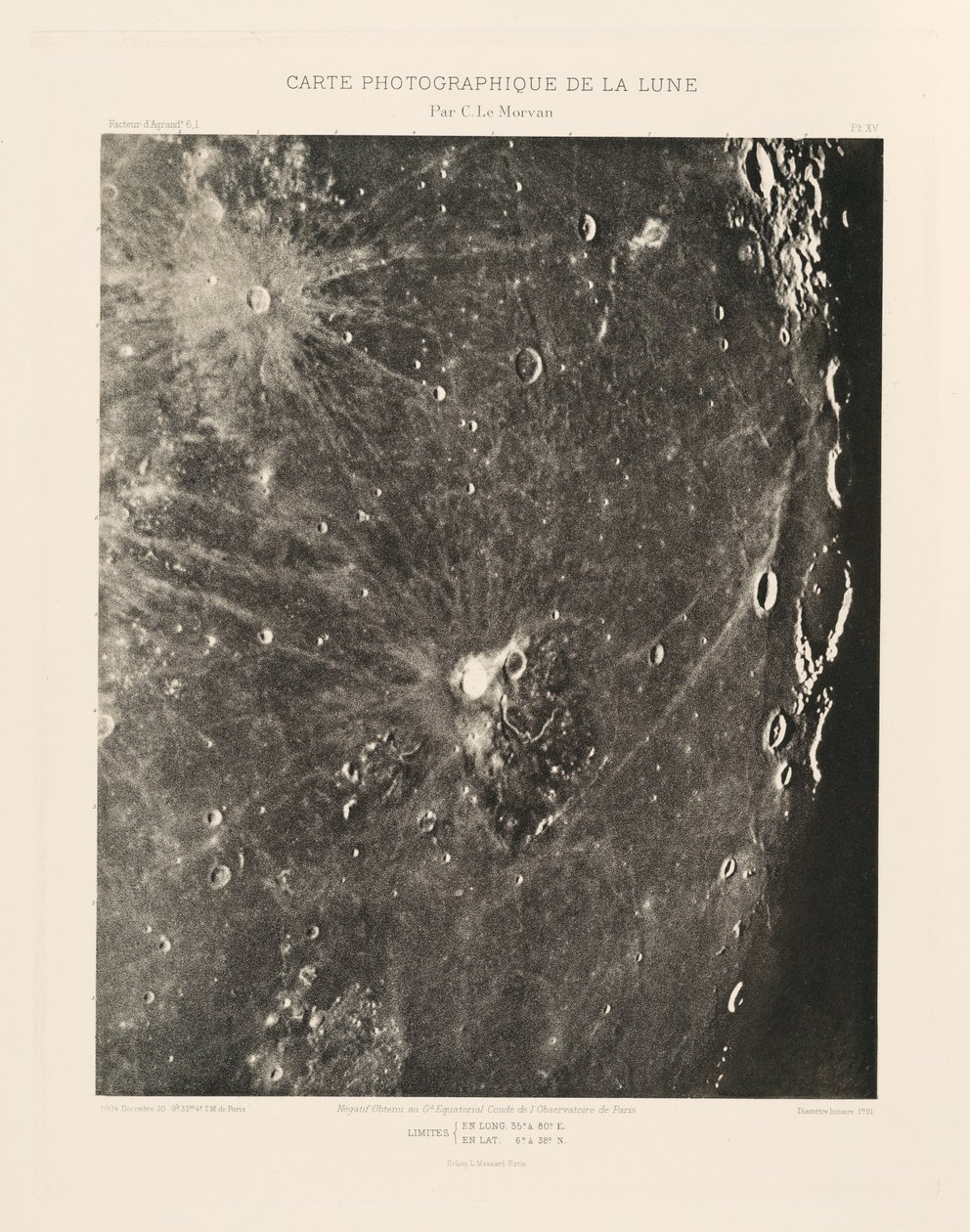 Fotografisk kort over månen, plade XV, 20. december af Charles le Morvan
