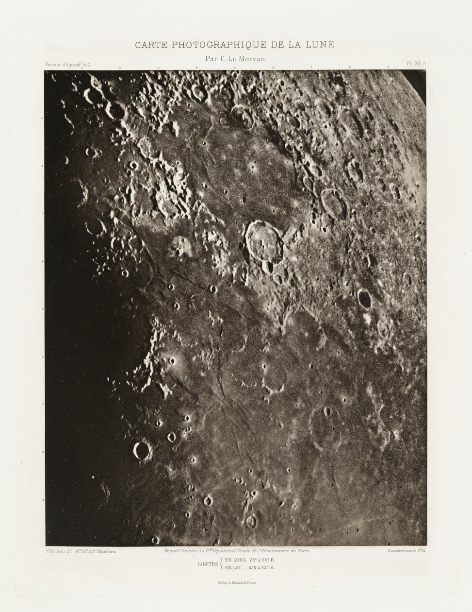 Carte photographique de la lune, planche XX.A (Fotografisk kort over månen, planche XX.A),27. august af Charles le Morvan