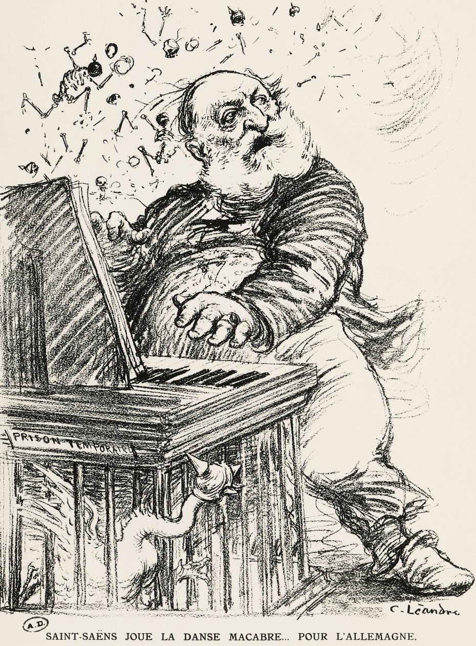 Karikatur af Charles Camille Saint-Saens, fransk komponist, pianist og organist af Charles Leandre