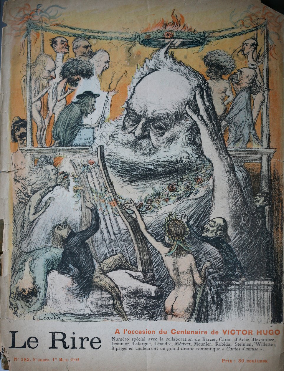 Hundredåret for Victor Hugos fødsel, illustration til Le Rire af Charles Leandre