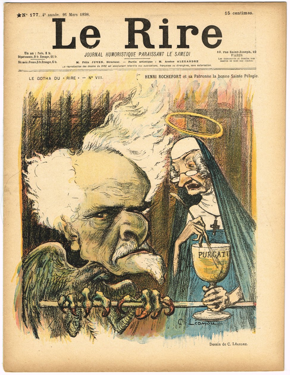 Omslag til ""Le Lire"", nummer 177, Satirisk i farver af Charles Leandre