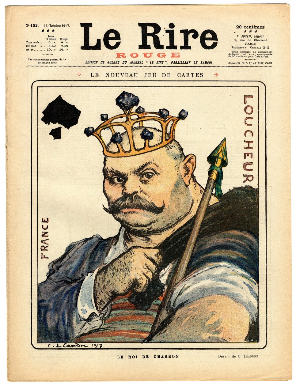 Cover af "" Den røde latter", Satirisk i farver af Charles Leandre