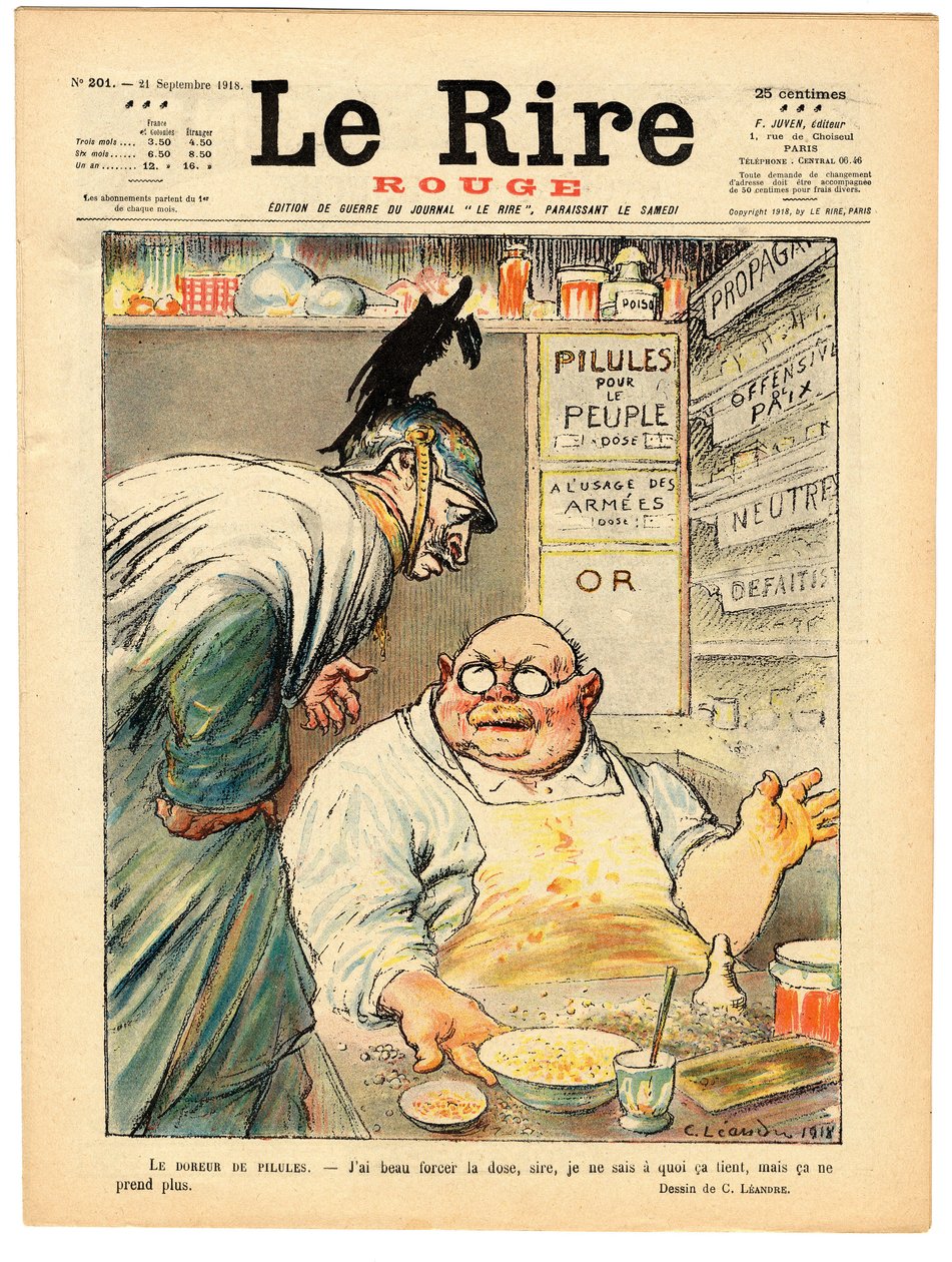Cover af "" Den røde latter", Satirisk i farver af Charles Leandre