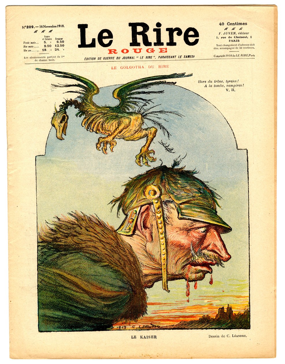 Cover af "" Den røde latter", Satirisk i farver af Charles Leandre