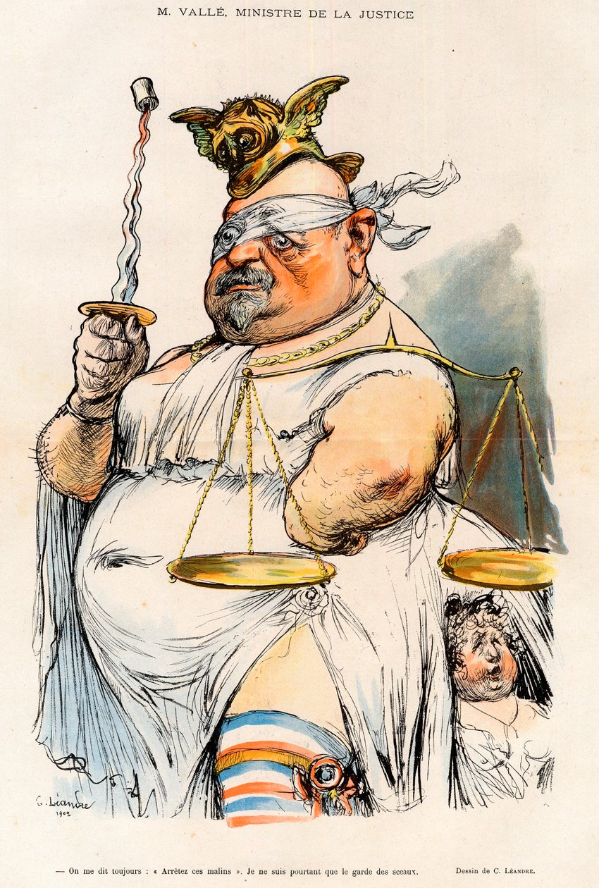 Ernest Valle (1845-1920) - Justitsminister i 1902 - Tegneserie af Charles Leandre (1862-1934) i "" Le Rire""" 1902 af Charles Leandre