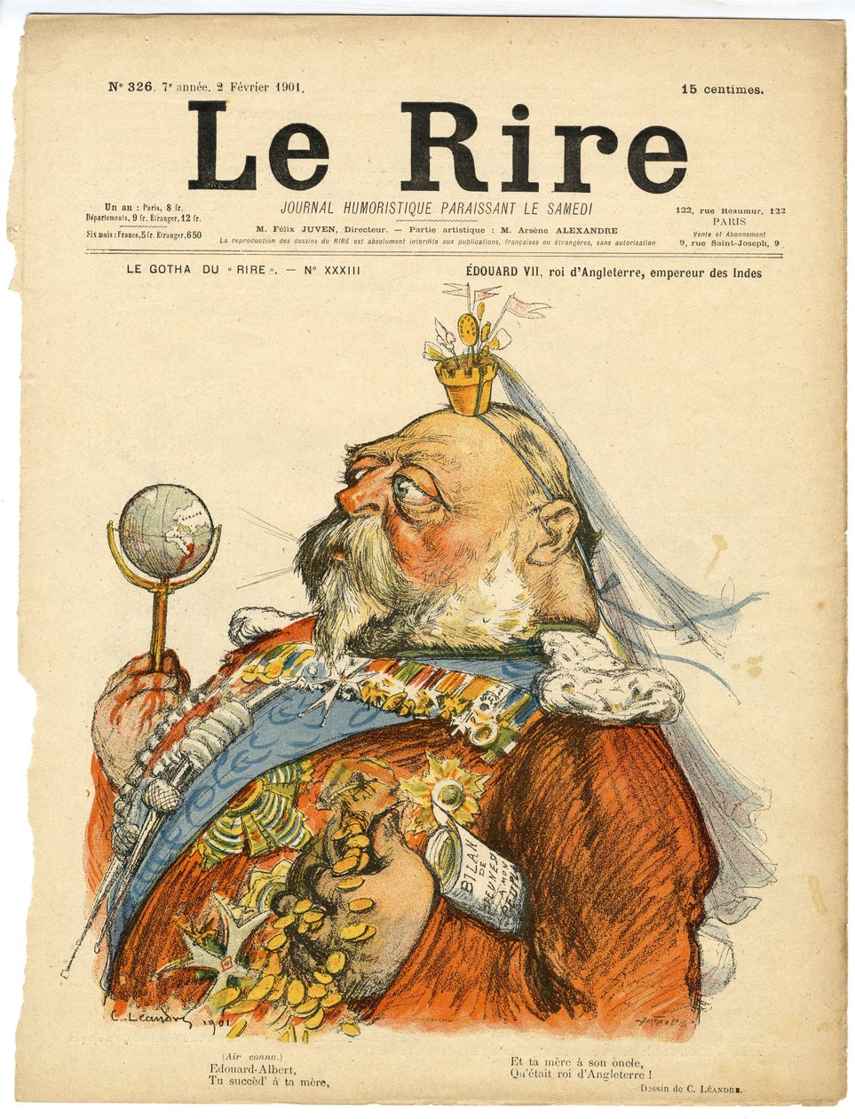 Illustration af Charles Leandre (1862-1934) til forsiden af Le Rire af Charles Leandre
