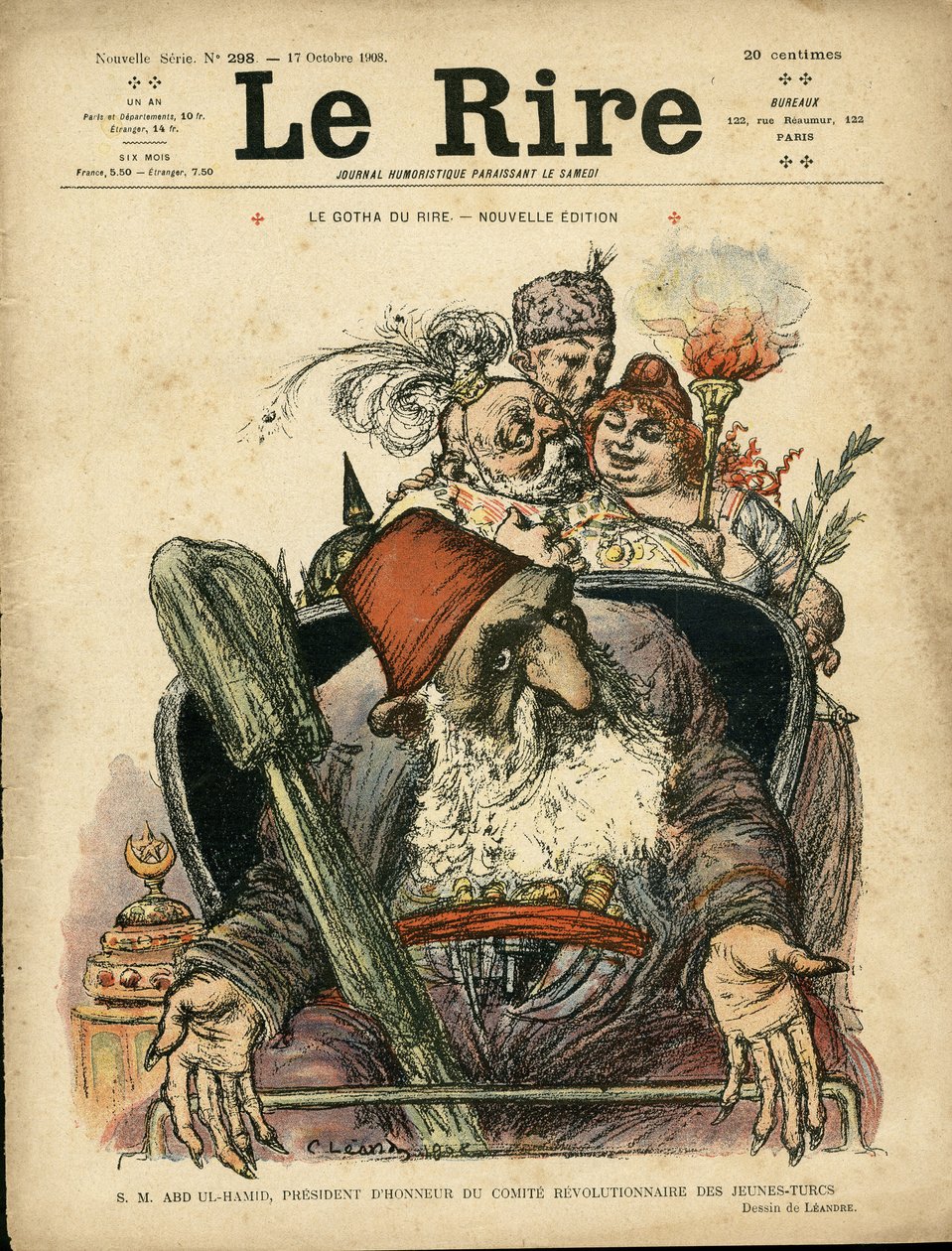 Illustration af Charles Leandre (1862-1934) til forsiden af Le Rire af Charles Leandre