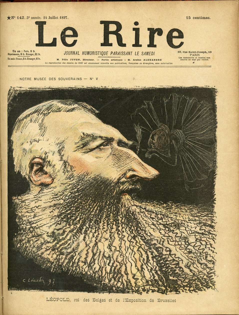 Illustration af Charles Leandre (1862-1934) til forsiden af Le Rire af Charles Leandre