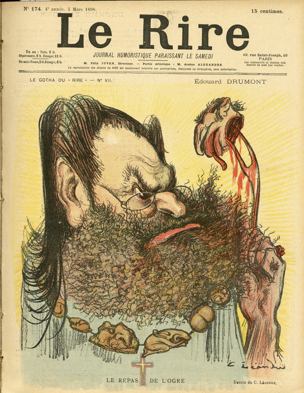 Illustration af Charles Leandre (1862-1934) til forsiden af Le Rire af Charles Leandre