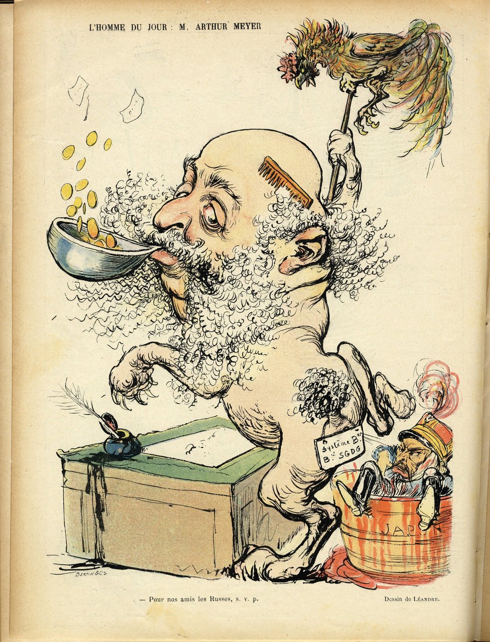 Illustration af Charles Leandre (1862-1934) i Le Rire, 09/04/04 - Antisemitisme, sølv - Meyer Arthur af Charles Leandre