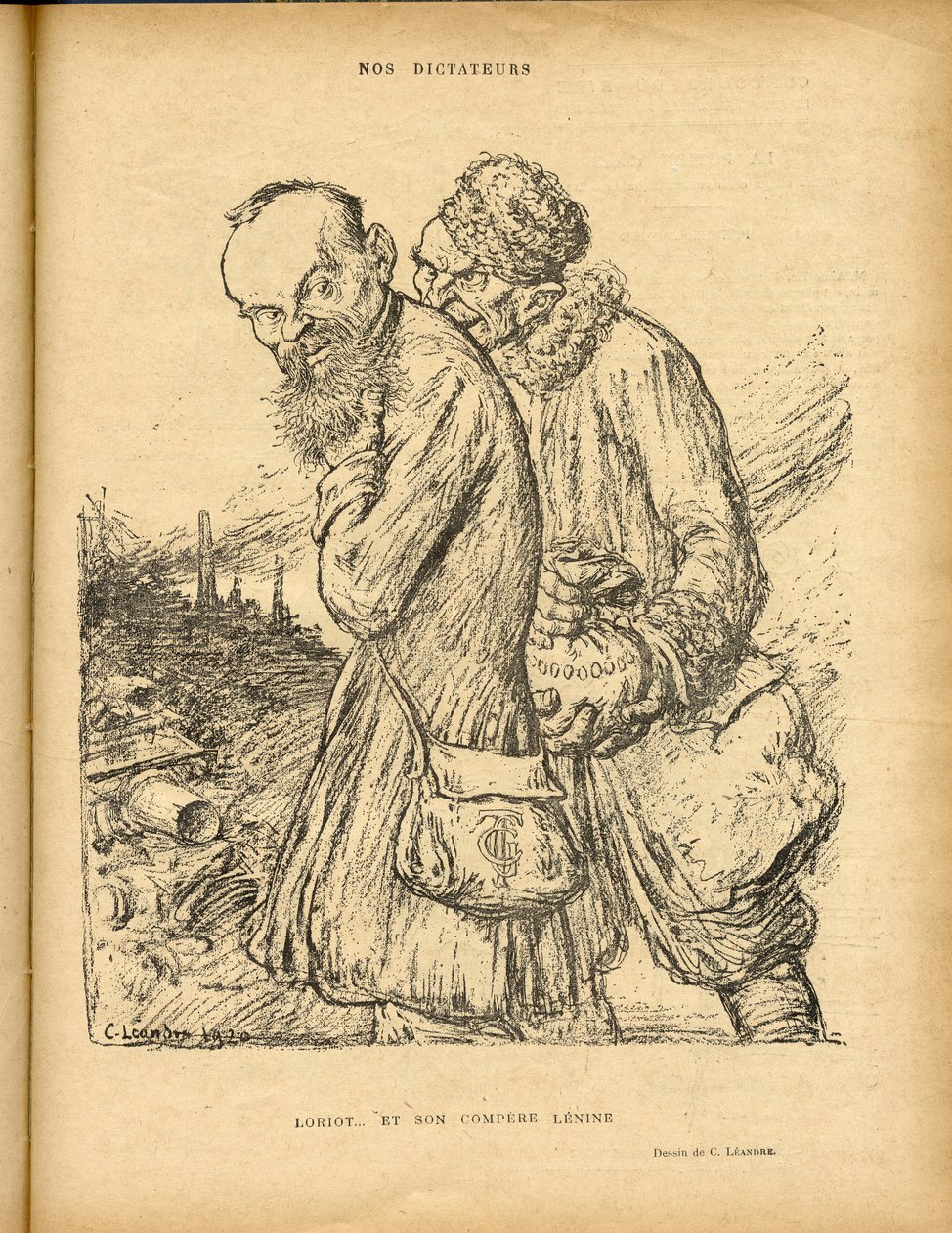 Illustration af Charles Leandre (1862-1934) i Le Rire, 29/05/20 - Loriot og hans medspiller Lenine - Uss - Lenine, Loriot af Charles Leandre