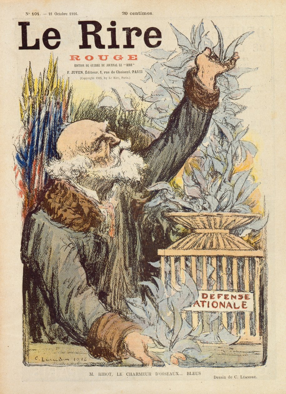 M. Ribot, Charmer of Blue Birds, forsideillustration af Le Rire Rouge, 21. oktober, 1916 af Charles Leandre