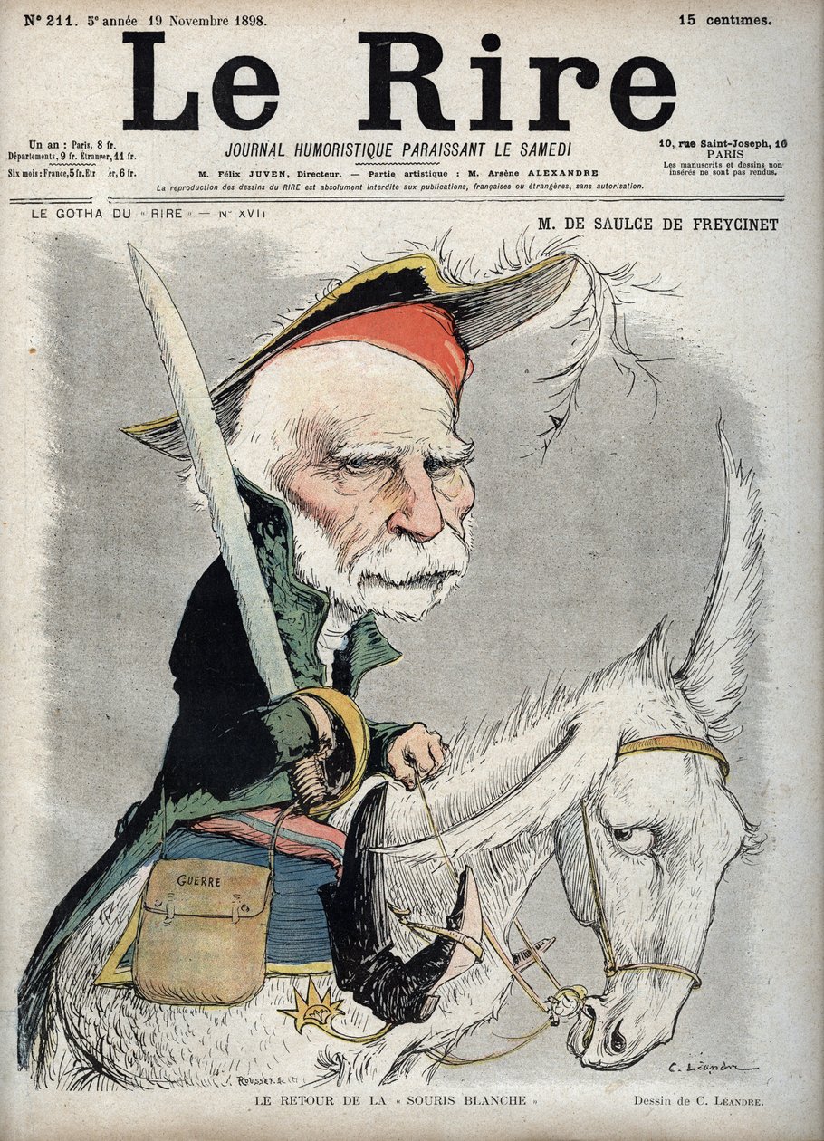 Portræt af Charles de Freycinet (Louis Charles de Saulces de Freycinet) (1828-1923), fransk politiker og ingeniør - - karikatur af Charles Leandre (1862-1934) i "" Le Rire"" af 19. november 1898 af Charles Leandre