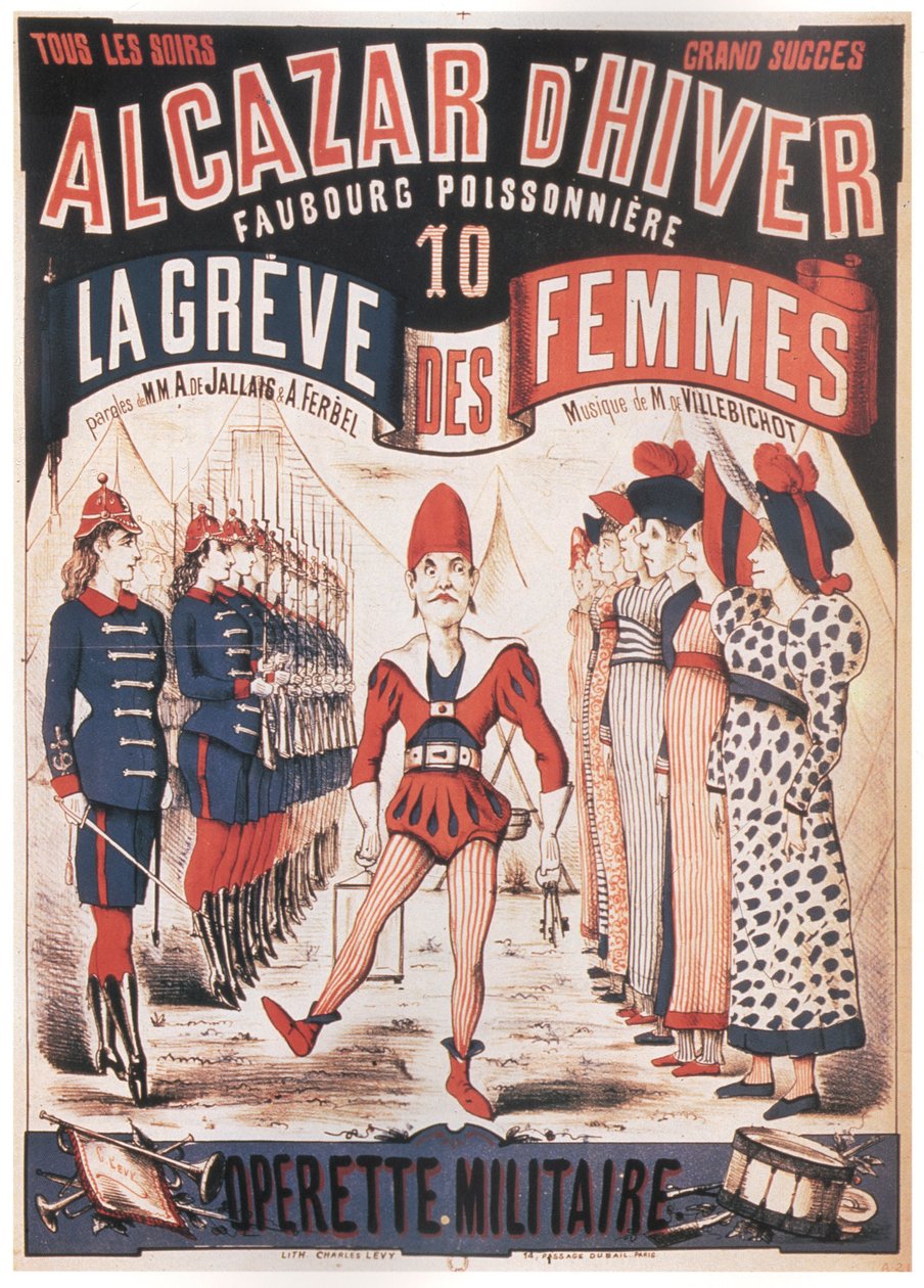 Plakat til operetten La Grêve des femmes af A. de Villebichot, 1879-1880 af Charles Levy