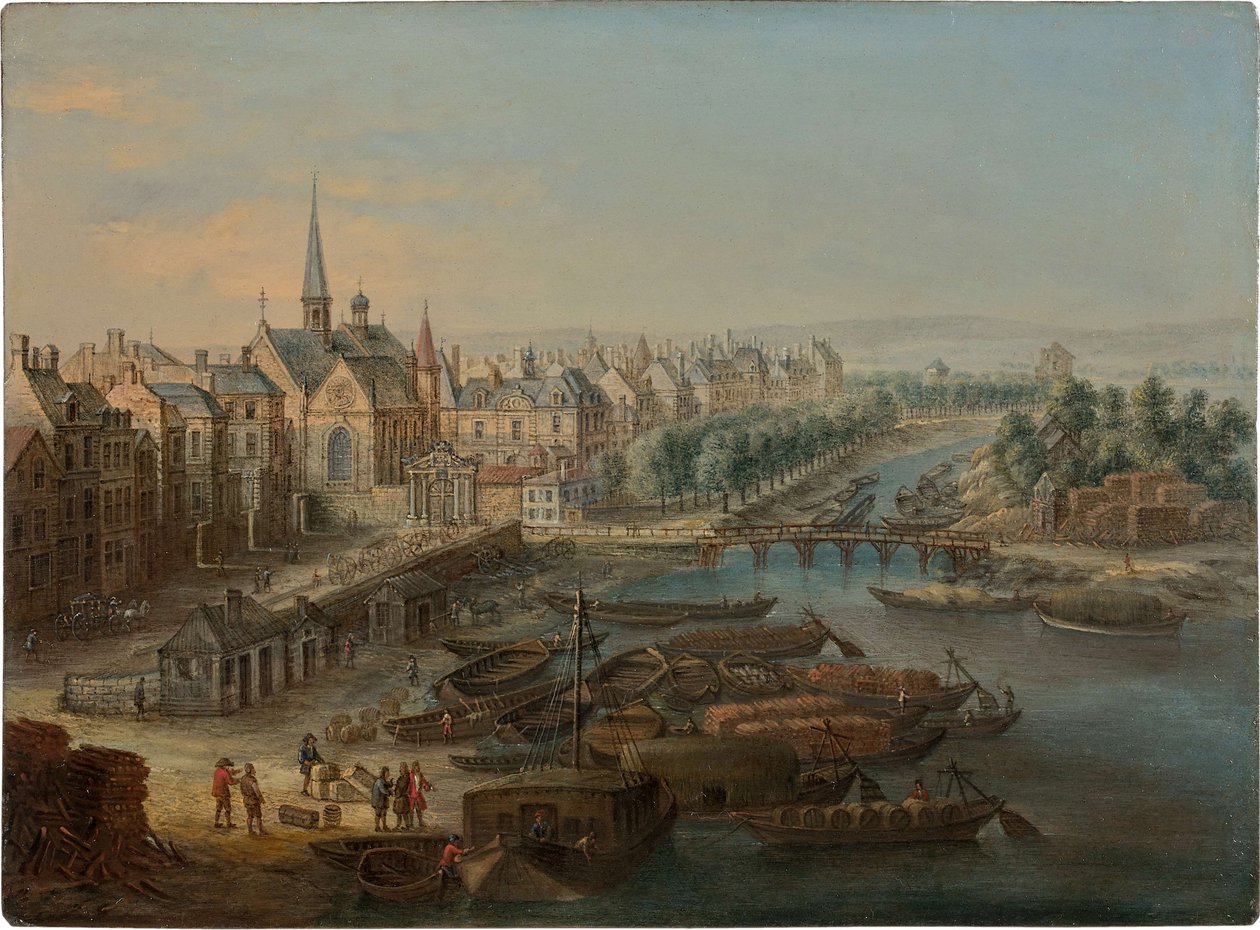 Udsigt over Arsenalet, havnen Saint Paul og quai des Célestins i Paris, 1730