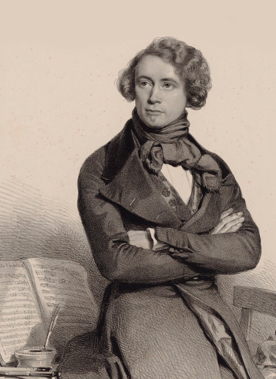Portræt af cellisten og komponisten Adrien-François Servais 1807-1866, 1838. af Charles Louis Baugniet