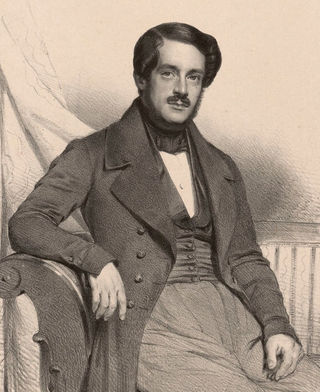 Portræt af komponisten Francesco Masini 1804-1863, 1837. af Charles Louis Baugniet