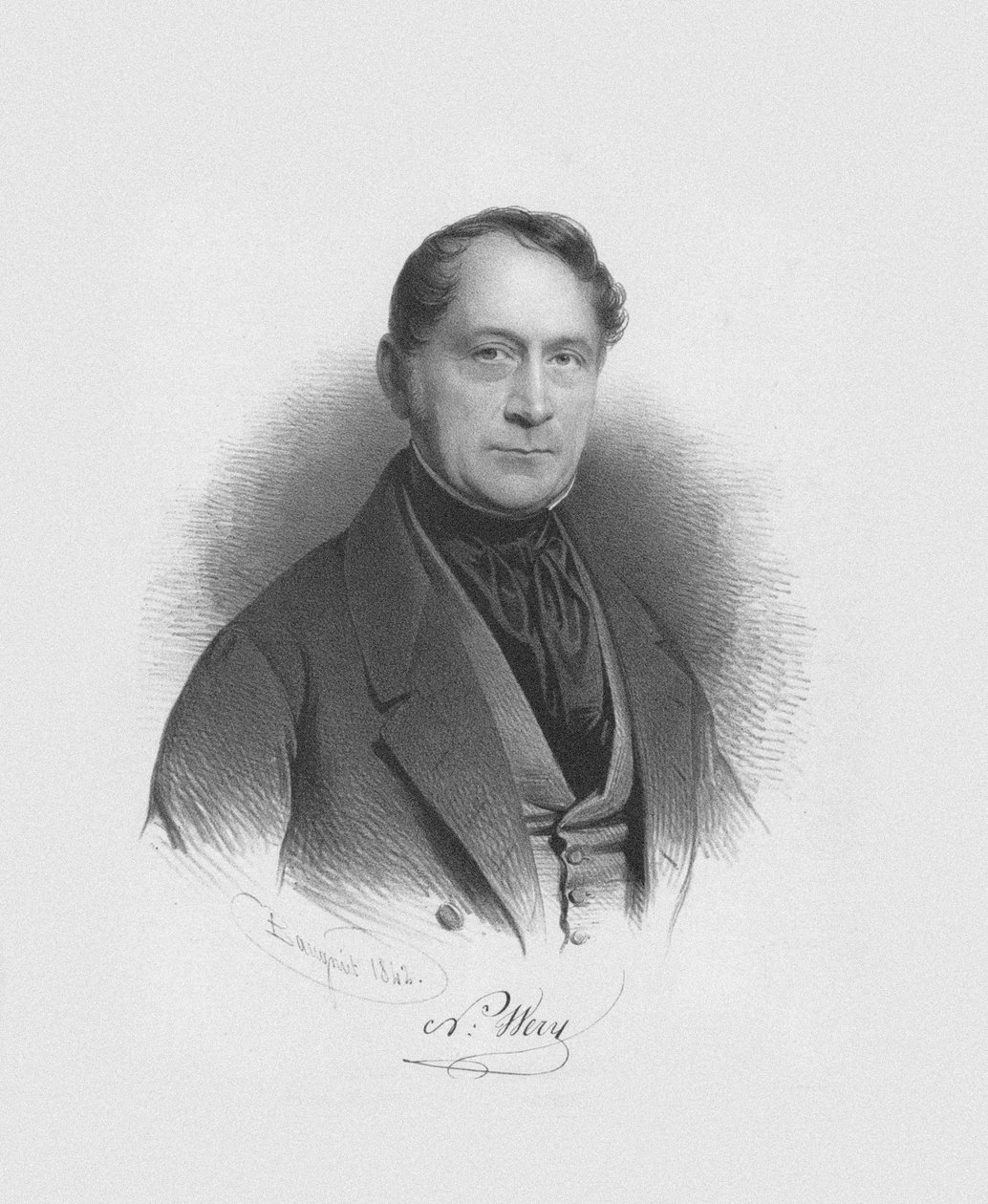 Portræt af dirigenten og komponisten Nicolas-Lambert Wéry 1789-1867, 1842. af Charles Louis Baugniet