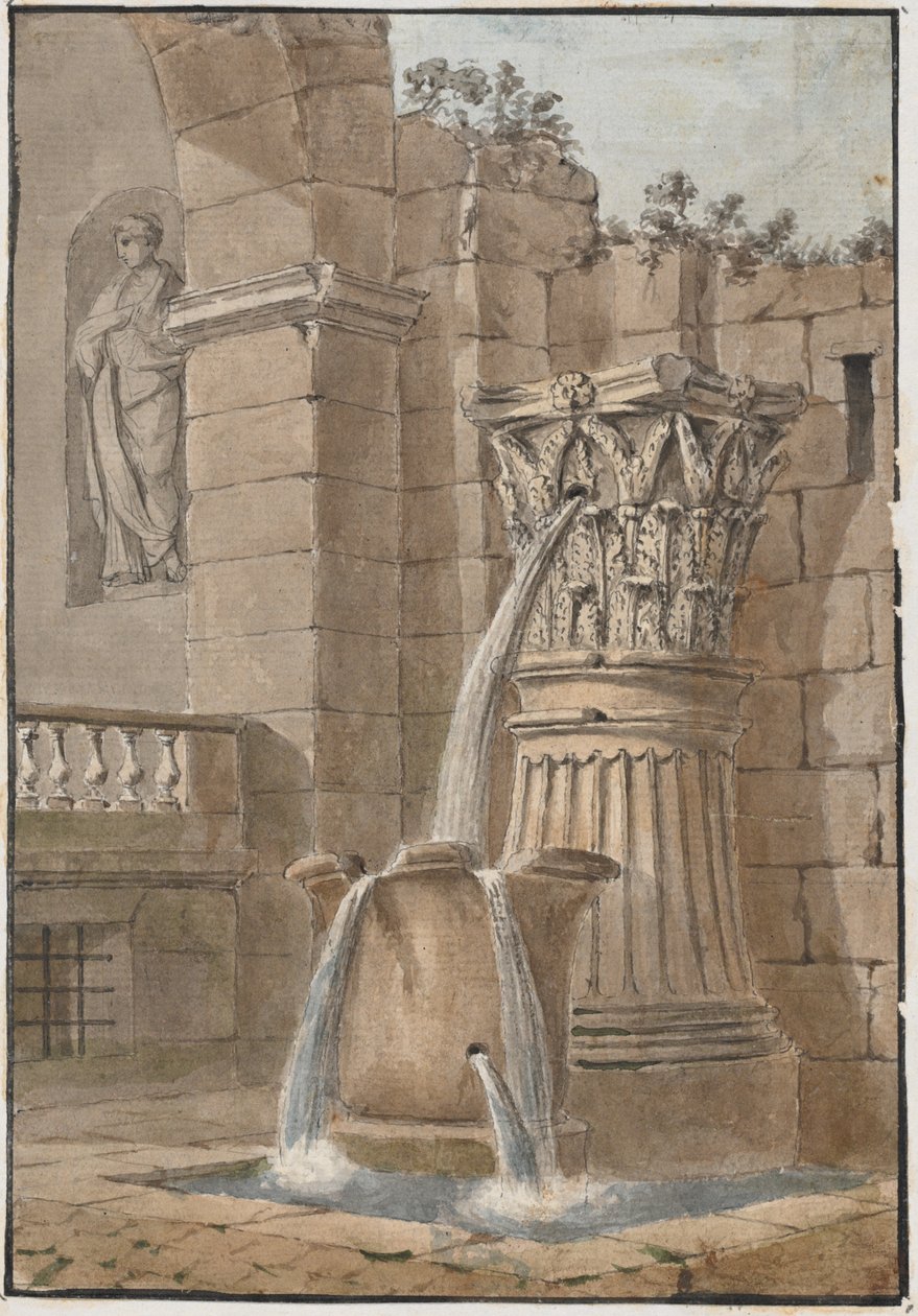 Springvand i en gårdhave af Charles Louis Clerisseau