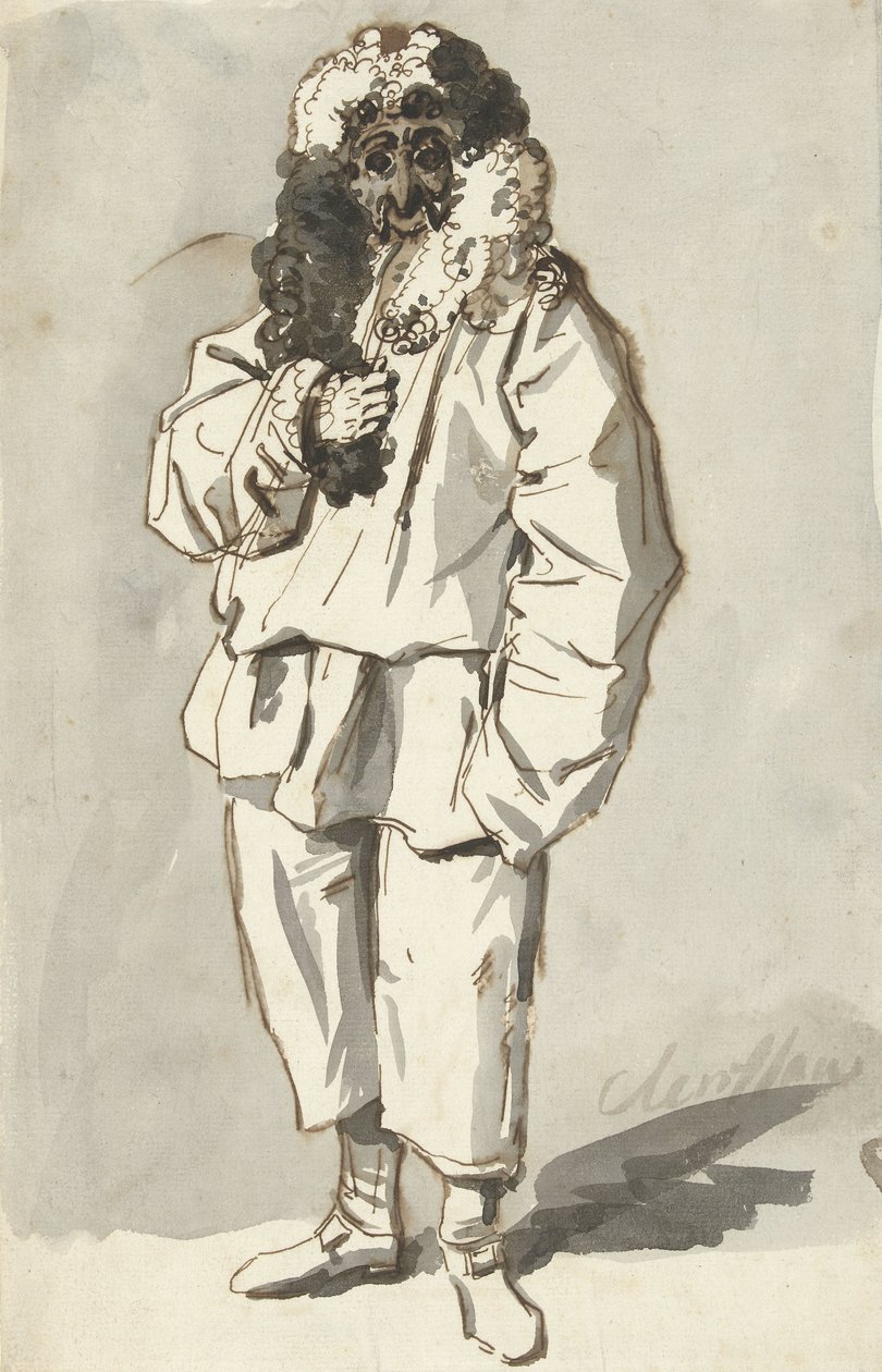 Roman Polichinelle i fastelavnskostume af Charles Louis Clerisseau