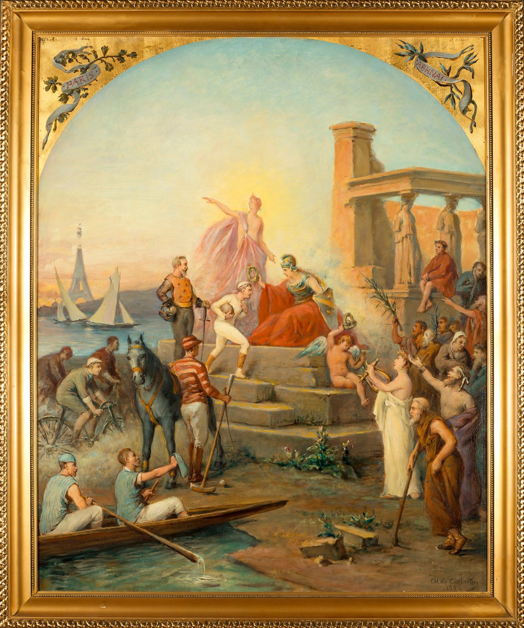 Allegory of Sports (Allegory of Sports) - Maleri af Charles Louis de Fredy, Baron de Coubertin (1822-1908), olie på lærred (97,5x80 cm) af Charles Louis Fredy de Coubertin
