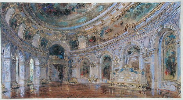 Festsal ved det kongelige palads i Laeken, ca. 1910 (akvarel på papir) af Charles Louis Girault