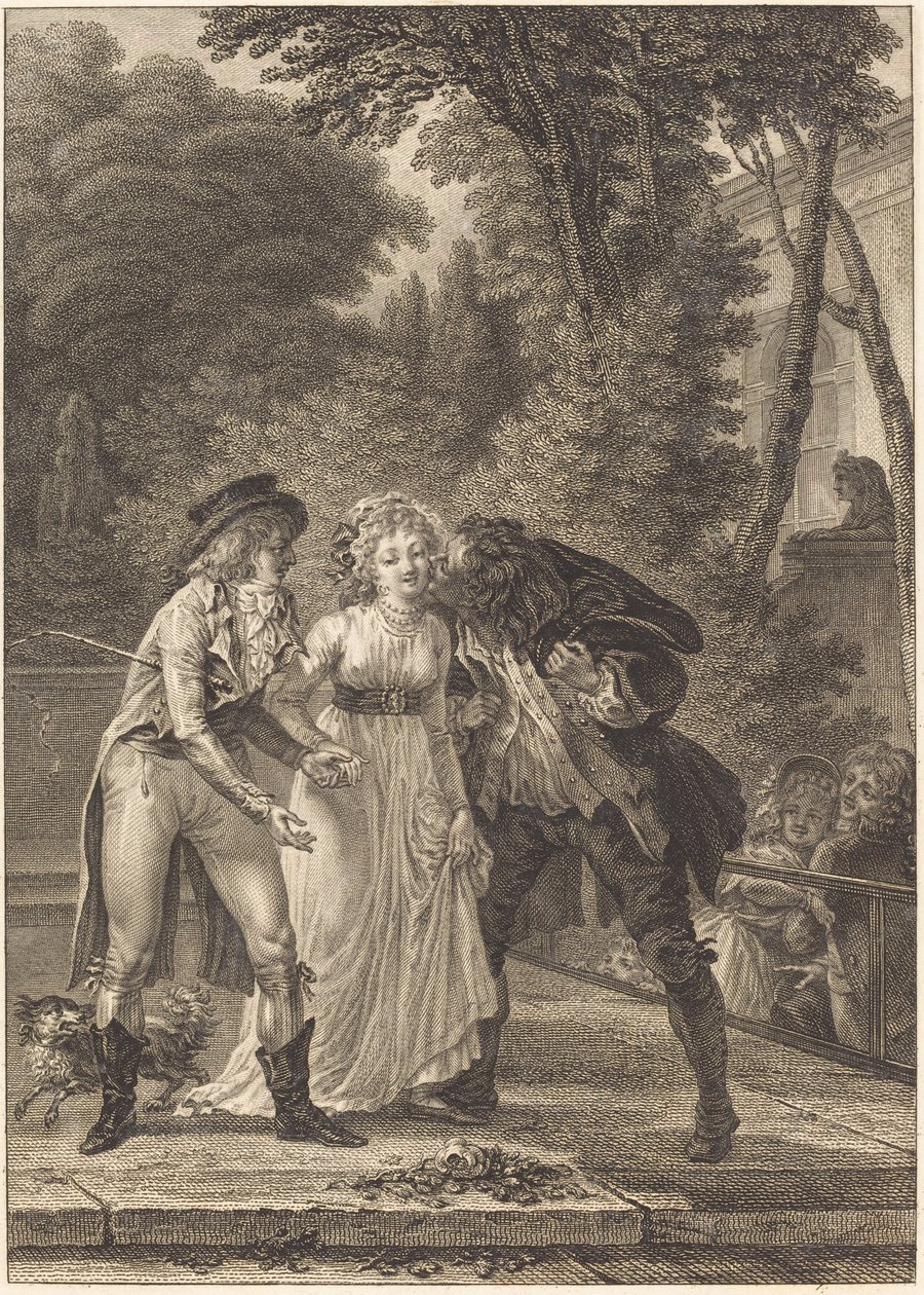 Kysset vendte tilbage: Kysset vendte tilbage af Charles Louis Lingée after Jacques Louis François Touzé