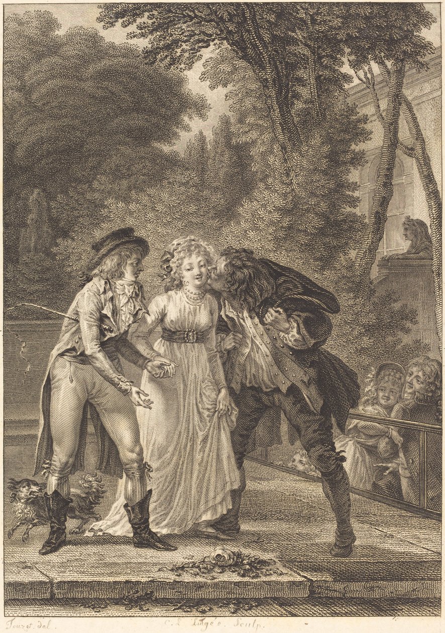 Kysset vendte tilbage: Kysset vendte tilbage af Charles Louis Lingée after Jacques Louis François Touzé