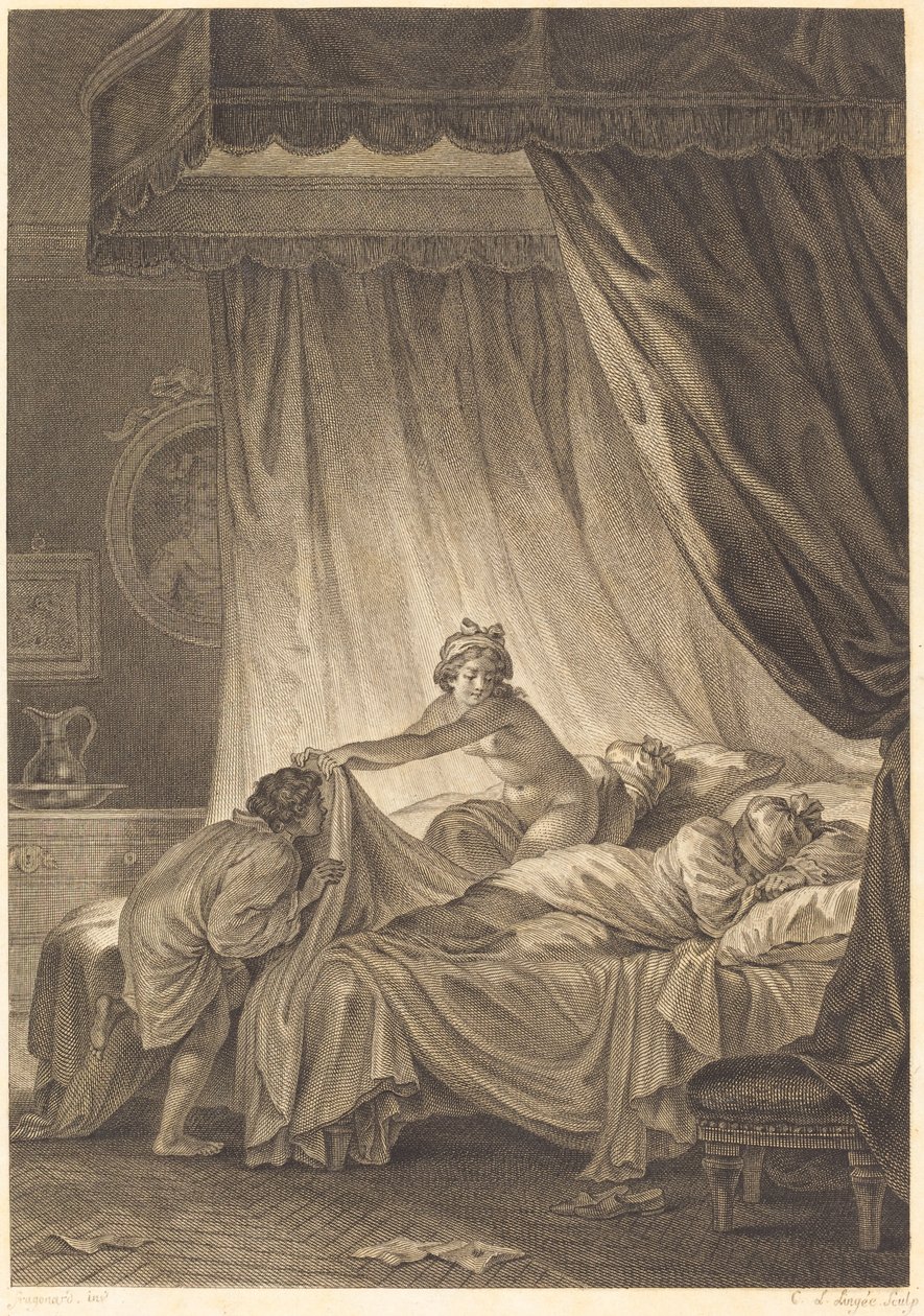 Mona Lisa: Sengen af Charles Louis Lingée after Jean Honoré Fragonard
