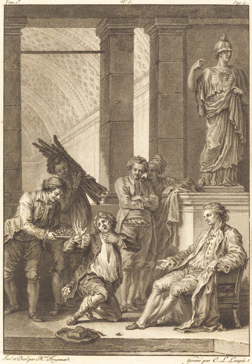 Bonden af Charles Louis Lingée after Jean Honoré Fragonard