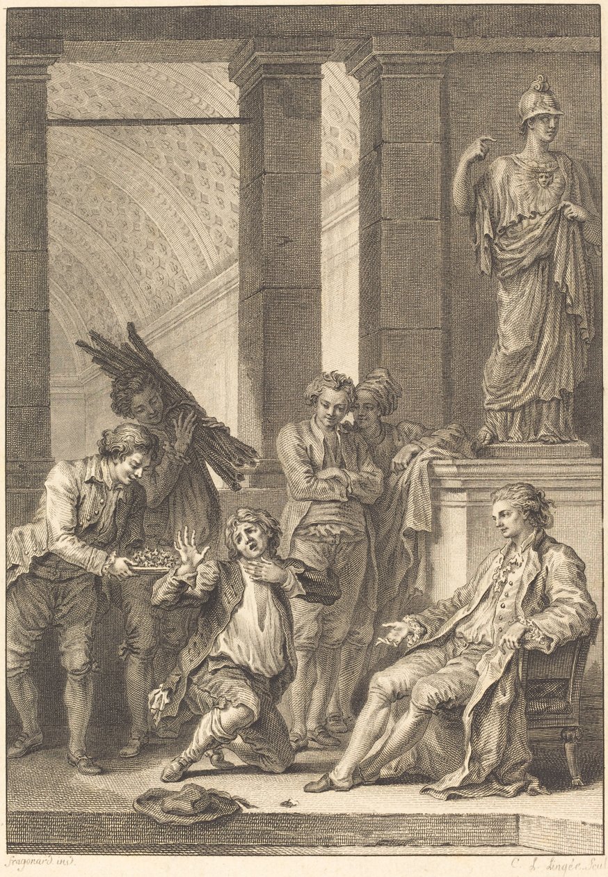 Bonden af Charles Louis Lingée after Jean Honoré Fragonard