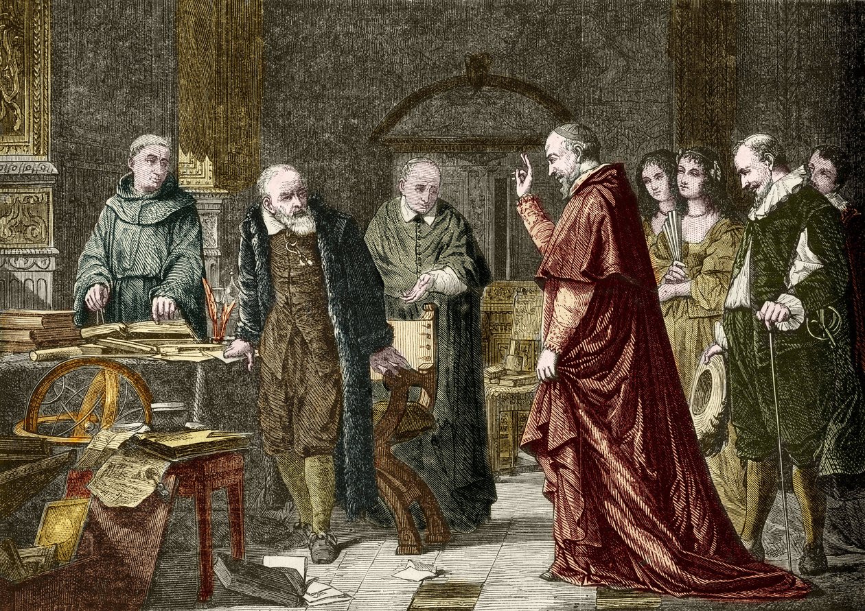 Fangenskab af Galileo Galilei dit Galilee, italiensk astronom (1564-1642), gravering efter Charles Mullers maleri af Charles Louis Lucien (after) Muller