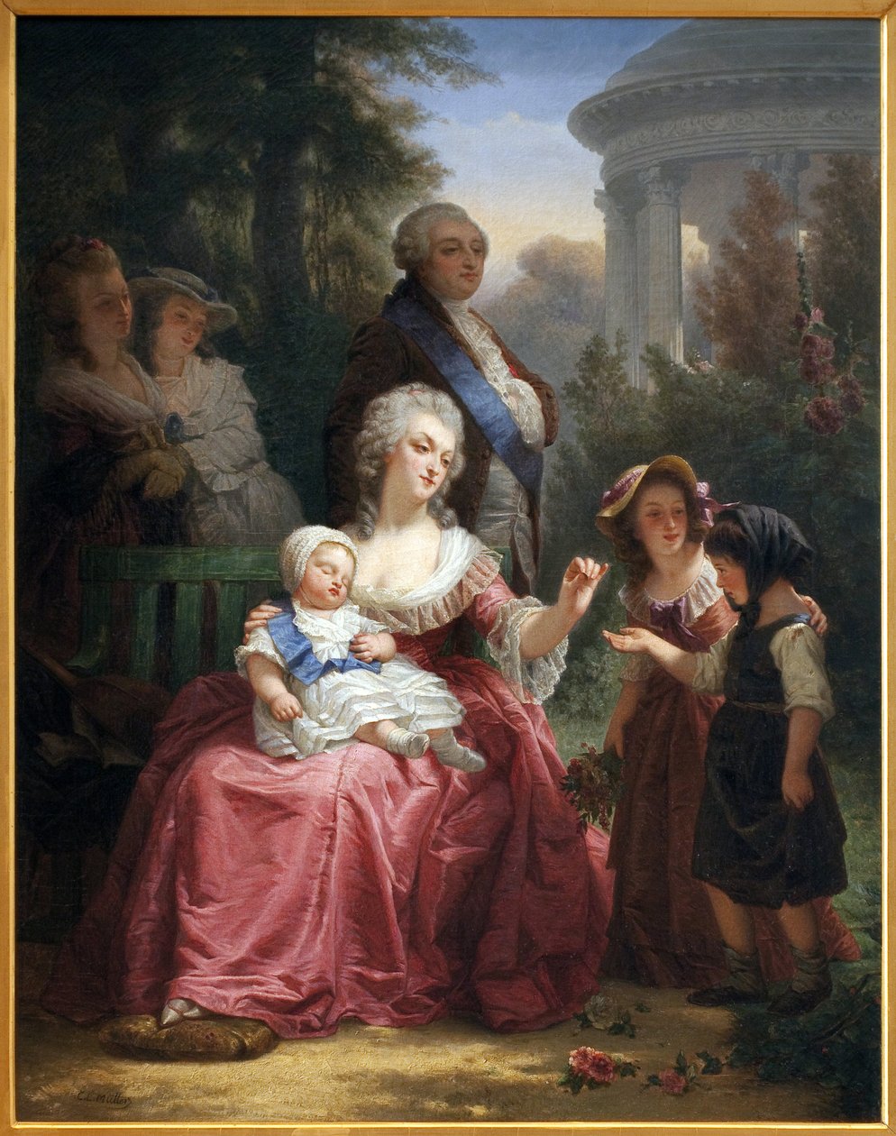 Den franske kongefamilie i Trianon, ca. 1860 af Charles Louis Lucien Muller