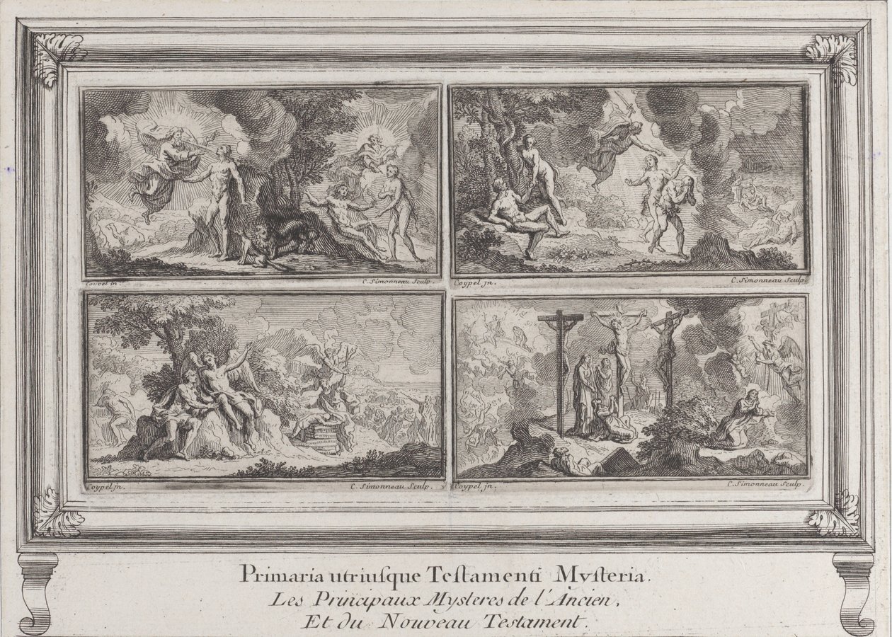 Fire bibelske scener: de vigtigste mysterier i Det Gamle og Nye Testamente Les principaux..., 1680-1728. af Charles Louis Simonneau