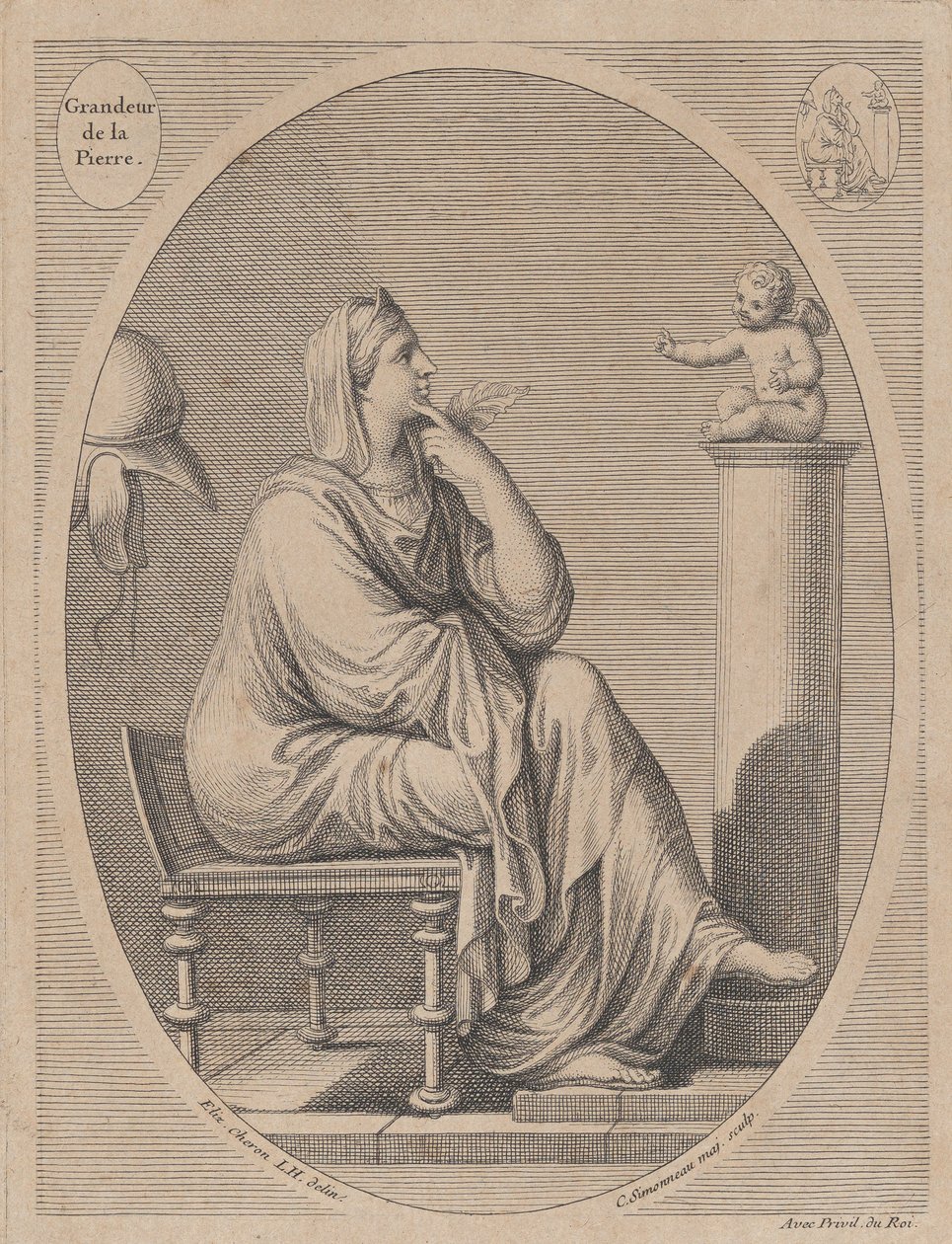 Grandeur de la pierre, efter Eliz. Cheron, 1665-1728. af Charles Louis Simonneau