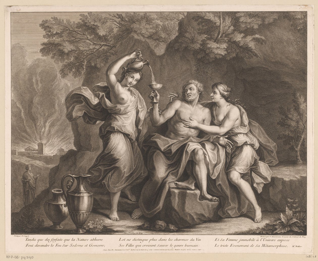 Lot og hans døtre af Charles Louis Simonneau