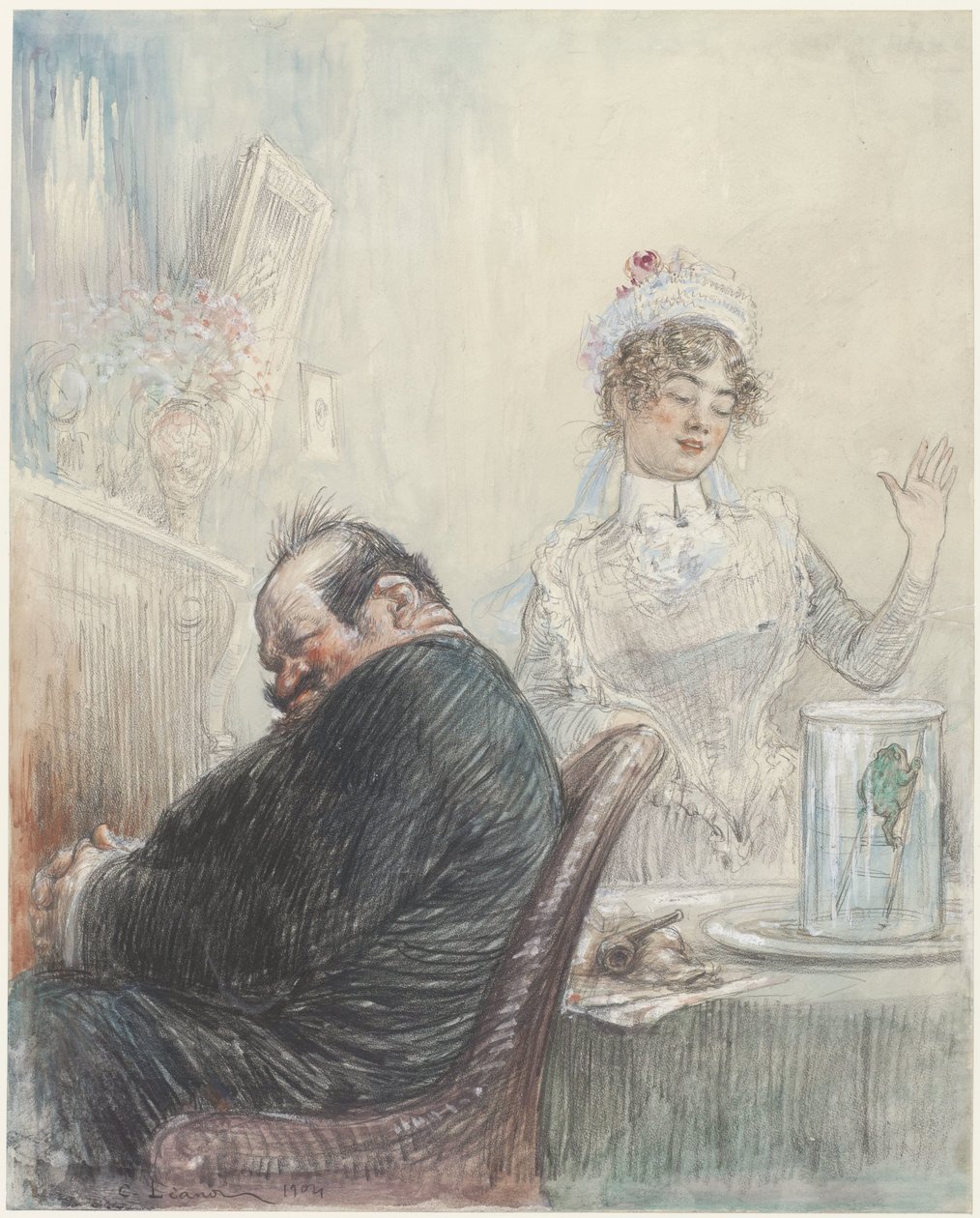 Den gamle mand og frøen af Charles Lucien Leandre