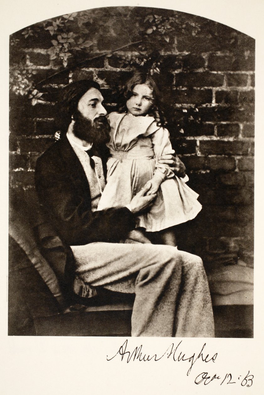 Arthur Hughes og hans datter Agnes, 12. oktober 1863 (sepiafoto) af Charles Lutwidge Dodgson