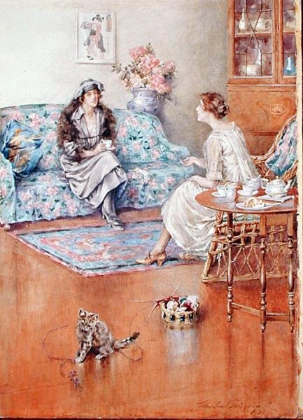 Afternoon Tea (akvarel på papir) af Charles MacIvor or MacIver Grierson