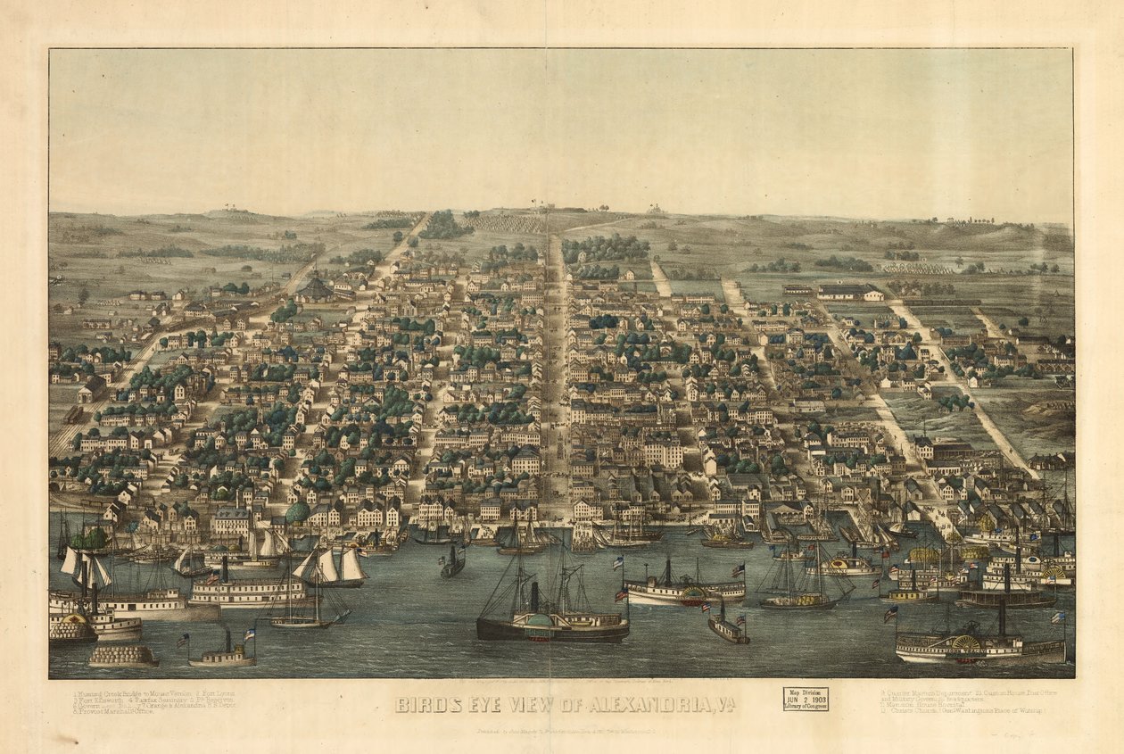 Udsigt i fugleperspektiv over Alexandria, Va. LOC 81694373 af Charles Magnus
