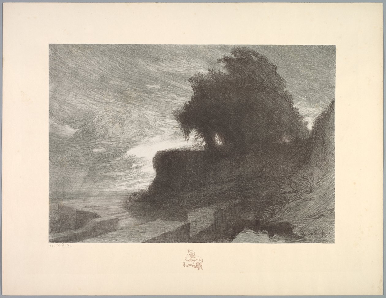 Suite af Landskaber: Landskab, Plade 4, Note, Slange af Charles Marie Dulac