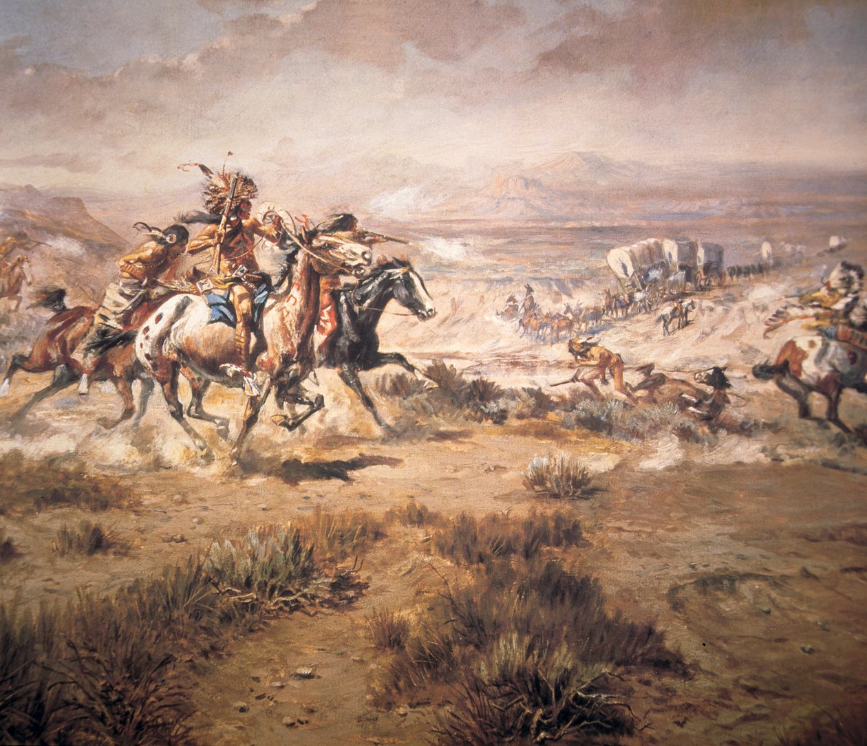Angreb på vogntoget af Charles Marion Russell